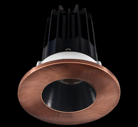 2 Inch Recessed LED Downlight - 8 Watt - 2700 Kelvin - 580 Lumen - Black Reflector - Round Copper Trim - 24 Degree Beam Angle - Type IC Damp - Air-Tight - Energy Star - T24 - CRI 90+