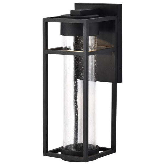 Satco 62/1612 Ledges - 6W LED - Medium Wall Lantern - Matte Black with Clear Seeded Glass