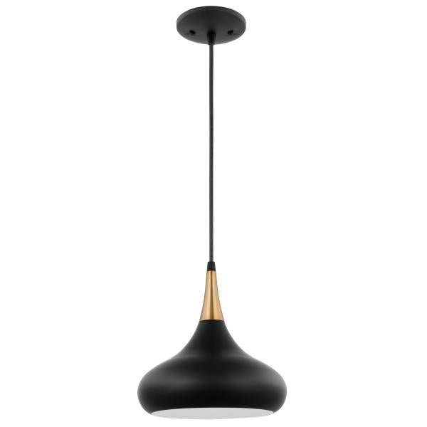 Satco 60/7511 Phoenix - 1 Light - Small Pendant - Matte Black with Burnished Brass