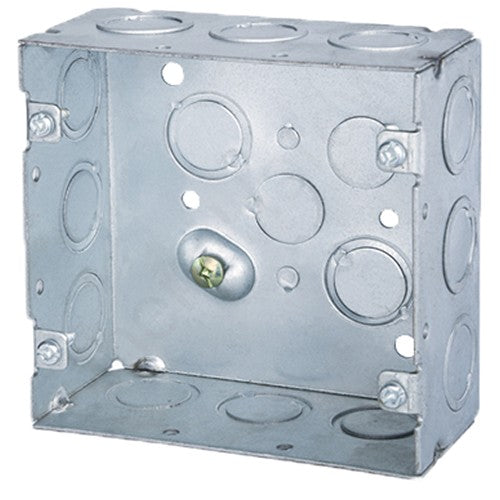 Morris Products M259W 4-11/16" x 4-11/16" x 2-1/8" Welded Metal Box with 1/2" & 3/4" Knockouts