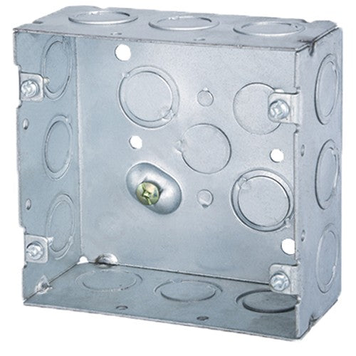 M259W 4-11/16" x 4-11/16" x 2-1/8" Welded Metal Box with 1/2" & 3/4" Knockouts