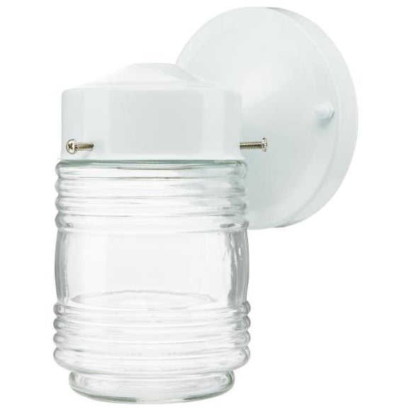 Satco 60/112 1 Light - 6 Inch - Porch - Wall - White Mason Jar with Clear Glass