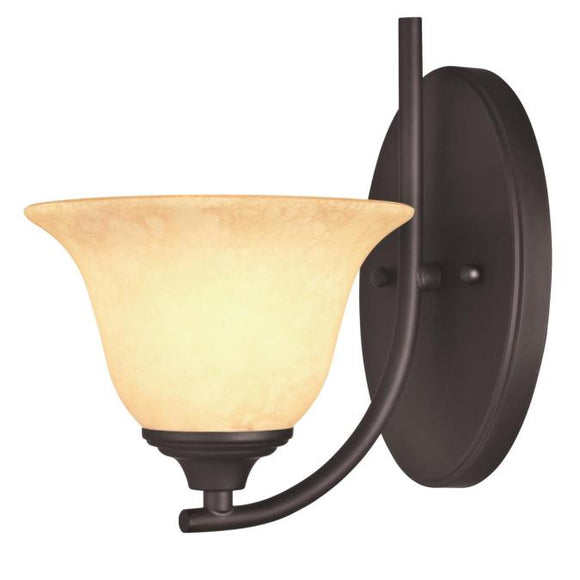 Westinghouse 6222000 One Light Wall Fixture, Oil Rubbed Bronze Finish, Burnt Scavo Glass