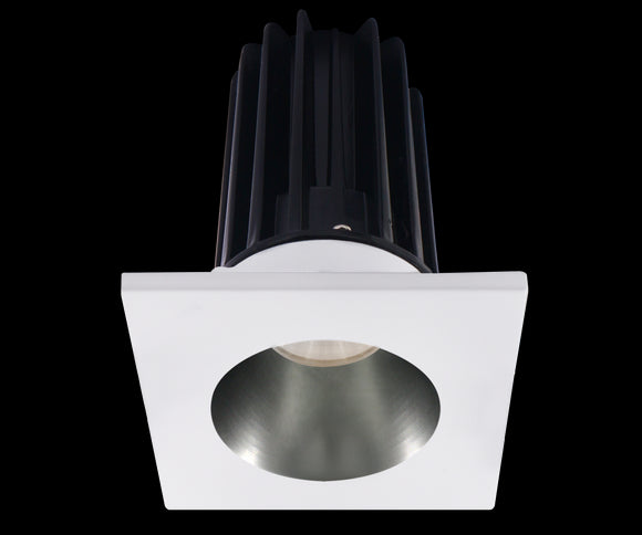 2 Inch Recessed LED Downlight - 8 Watt - 2700 Kelvin - 580 Lumen - Chrome Reflector - Square White Trim - 24 Degree Beam Angle - Type IC Damp - Air-Tight - Energy Star - T24 - CRI 90+