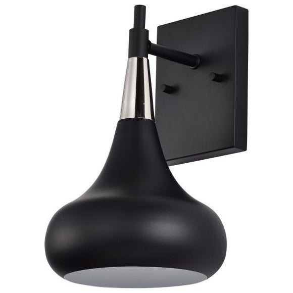 Satco 60/7508 Phoenix - 1 Light - Wall Sconce - Matte Black with Polished Nickel