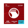 SATCO S21387 T9 clear candelabra packaging top