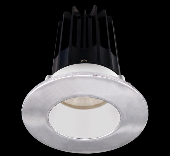 2 Inch Recessed LED Downlight - 8 Watt - 2700 Kelvin - 580 Lumen - White Reflector - Round Chrome Trim - 38 Degree Beam Angle - Type IC Damp - Air-Tight - Energy Star - T24 - CRI 90+