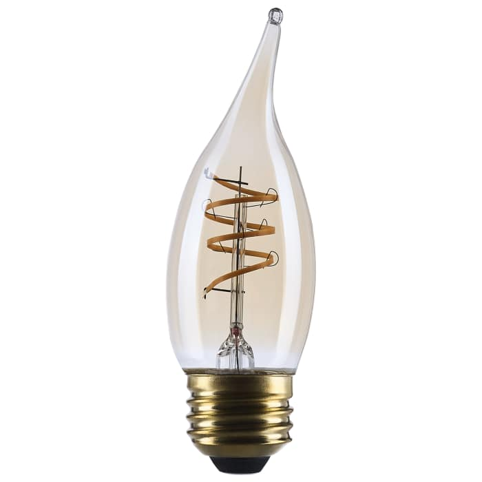 SATCO S14225 amber coil filament CA11 bulb, unlit