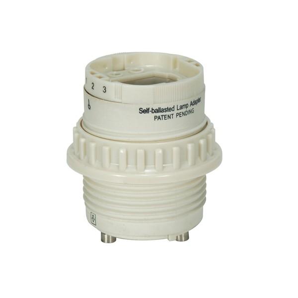 Satco 80/1856 Phenolic Self-Ballasted CFL Lampholder With Uno Ring - 277V, 60Hz, 0.20A - 18W G24q-2 And GX24q-2 - 2" Height - 1-1/2" Width