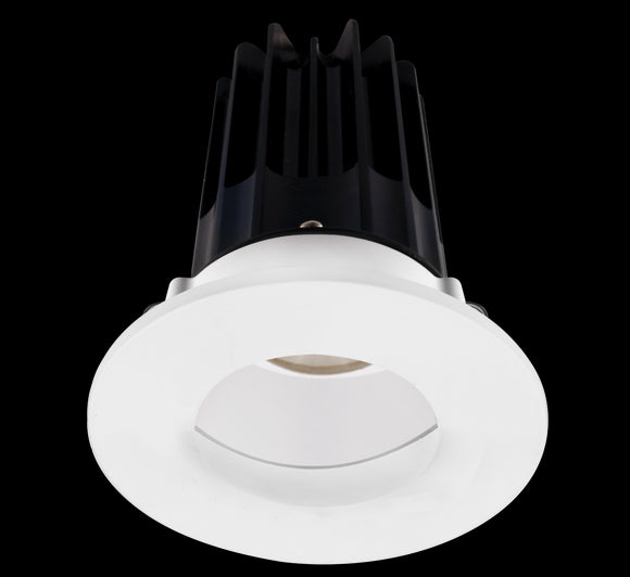 2 Inch Recessed LED Downlight - 8 Watt - 2700 Kelvin - 580 Lumen - White Reflector - Round Wall Wash Trim - 38 Degree Beam Angle - Type IC Damp - Air-Tight - Energy Star - T24 - CRI 90+