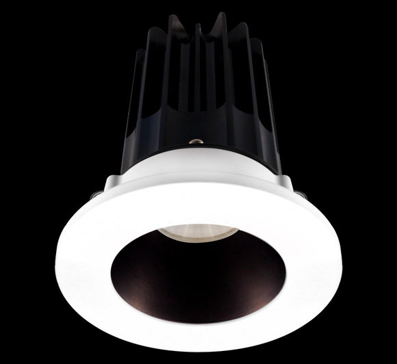 2 Inch Recessed LED Downlight - 8 Watt - 3000 Kelvin - 600 Lumen - Bronze Reflector - Round Chrome Trim - 24 Degree Beam Angle - Type IC Damp - Air-Tight - Energy Star - T24 - CRI 90+