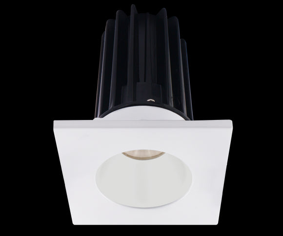 2 Inch Recessed LED Downlight - 8 Watt - 3000 Kelvin - 600 Lumen - White Reflector - Square White Trim - 24 Degree Beam Angle - Type IC Damp - Air-Tight - Energy Star - T24 - CRI 90+