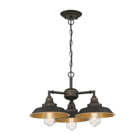 Westinghouse 6129200 Iron Hill 3 Light Chandelier/Semi-Flush, Oil-Rubbed Bronze Finish with Highlights
