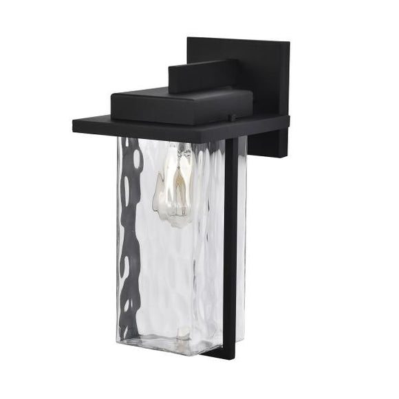 Satco 60/7356 Vernal - 1 Light Large Wall Lantern - Matte Black with Clear Water Glass