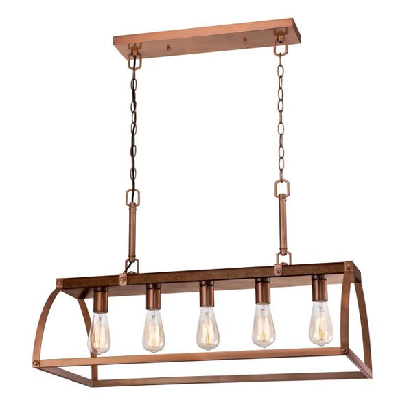 Westinghouse 6351600 Five Light Chandelier, Barnwood Finish with Washed Copper Accents