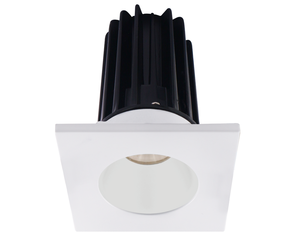 2 Inch Recessed LED Downlight - 8 Watt - 2700 Kelvin - 580 Lumen - White Reflector - Square White Trim - 38 Degree Beam Angle - Type IC Damp - Air-Tight - Energy Star - T24 - CRI 90+