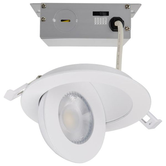 Satco S11840 9 Watt - CCT Selectable - LED Direct Wire Downlight - Gimbaled - 4 Inch Round - Remote Driver - White