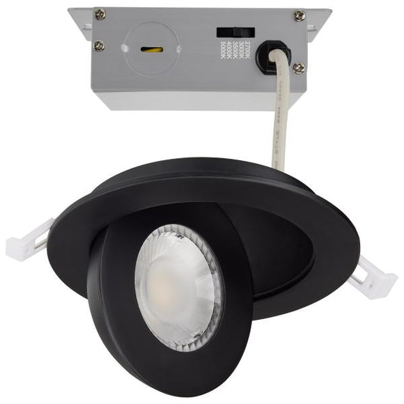 Satco S11842 9 Watt - CCT Selectable - LED Direct Wire Downlight - Gimbaled - 4 Inch Round - Remote Driver - Black