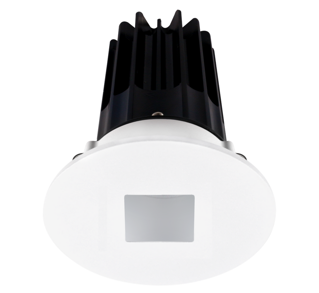 2 Inch Recessed LED Downlight - 8 Watt - 2700 Kelvin - 580 Lumen - Alzak Reflector - Round Square Hole Trim - 38 Degree Beam Angle - Type IC Damp - Air-Tight - Energy Star - T24 - CRI 90+