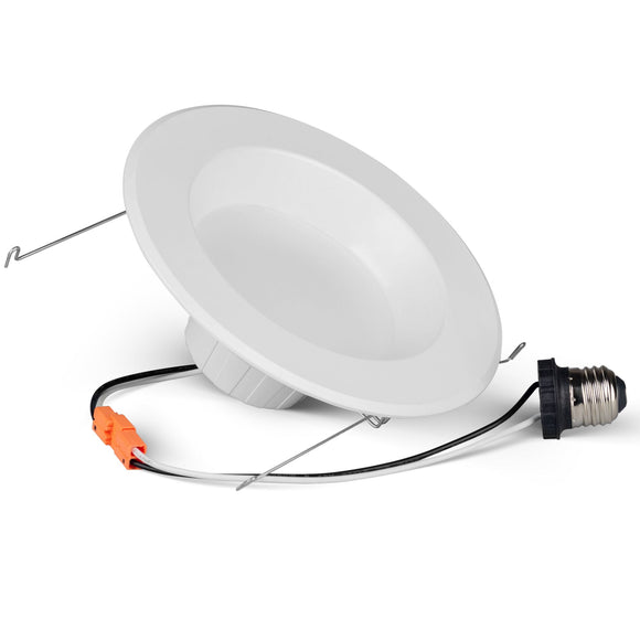 Bulbrite 773190 4 Inch 12 Watt LED Downlight - Retrofit w/E26 Quick Connect - 5 CCT Selectable - 120V - White Round - Smooth Trim - Regressed