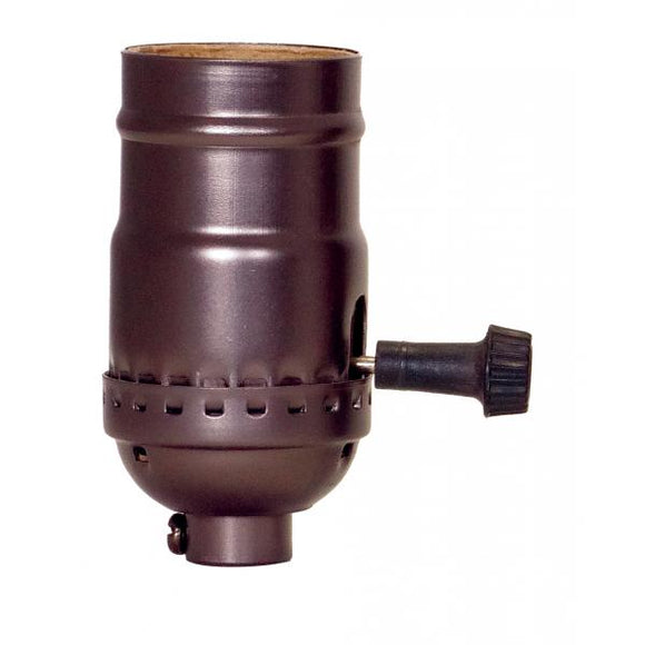Satco 80/2395 On-Off Turn Knob Socket With Removable Knob - 1/8 IPS - Aluminum - Dark Antique Brass Finish - 250W - 250V