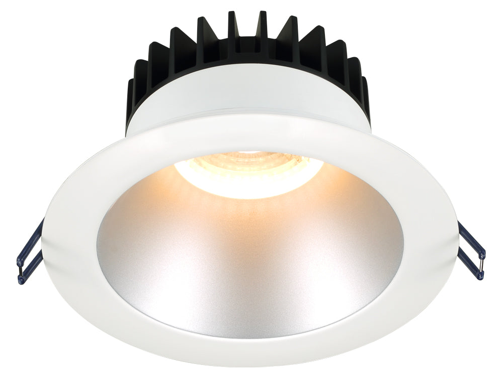 6 Inch Round Deep Regressed LED Downlight - High Output -30 Watt - Silver Reflector - White Trim - 3000 Kelvin - 38 Degree Beam Spread - 2700 Lumen - Type IC Air-Tight Wet Plenum ES CRI 90+