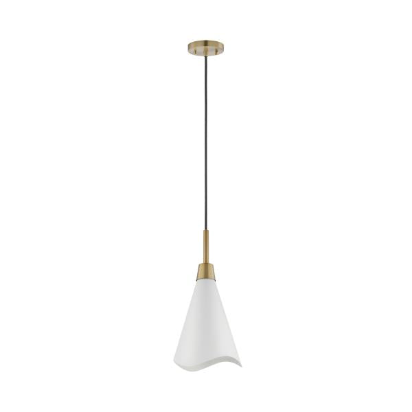 Satco 60/7471 Tango - 1 Light - Small Pendant - Matte White with Burnished Brass