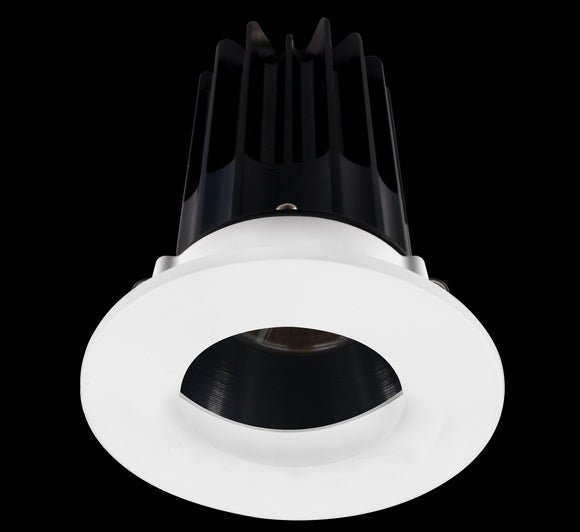 2 Inch Recessed LED Downlight - 8 Watt - 2700 Kelvin - 580 Lumen - Black Reflector - Round Wall Wash Trim - 24 Degree Beam Angle - Type IC Damp - Air-Tight - Energy Star - T24 - CRI 90+