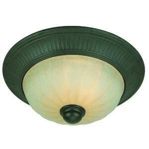 Westinghouse 6689700 Two Light Flush Mount Ceiling Fixture, Weathered Bronze Finish, Amber Mist Glass