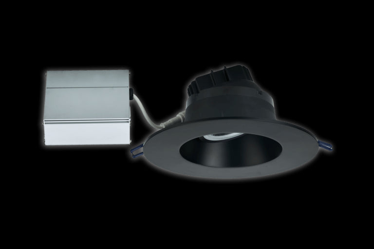 6 Inch Round Regressed Gimbal LED Downlight - High Output -18 Watt - Dim to Warm - 3000 - 2000 Kelvin - White Trim - 35 Degree Beam Spread - 1150 Lumen - Type IC Air-Tight Wet CRI 90+