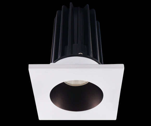 2 Inch Recessed LED Downlight - 8 Watt - 3000 Kelvin - 600 Lumen - Bronze Reflector - Square White Trim - 38 Degree Beam Angle - Type IC Damp - Air-Tight - Energy Star - T24 - CRI 90+
