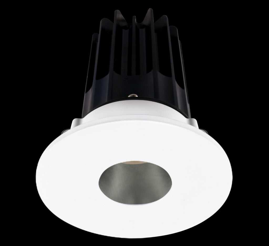 Lotus LED 2 Inch Round Recessed LED 15 Watt High Output Designer Series - 3000 Kelvin - 24 Degree Beam Spread - Chrome Reflector - Pinhole Trim