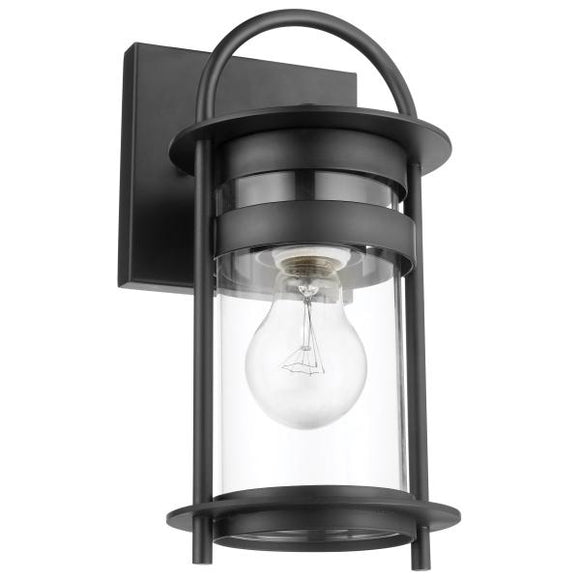 Satco 60/7640 Bracer - 1 Light - Small Wall Lantern - Matte Black Finish with Clear Glass