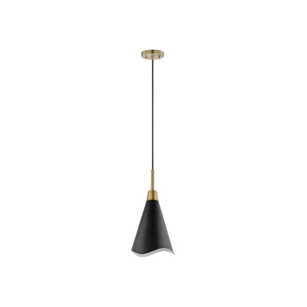 Satco 60/7470 Tango - 1 Light - Small Pendant - Matte Black with Burnished Brass