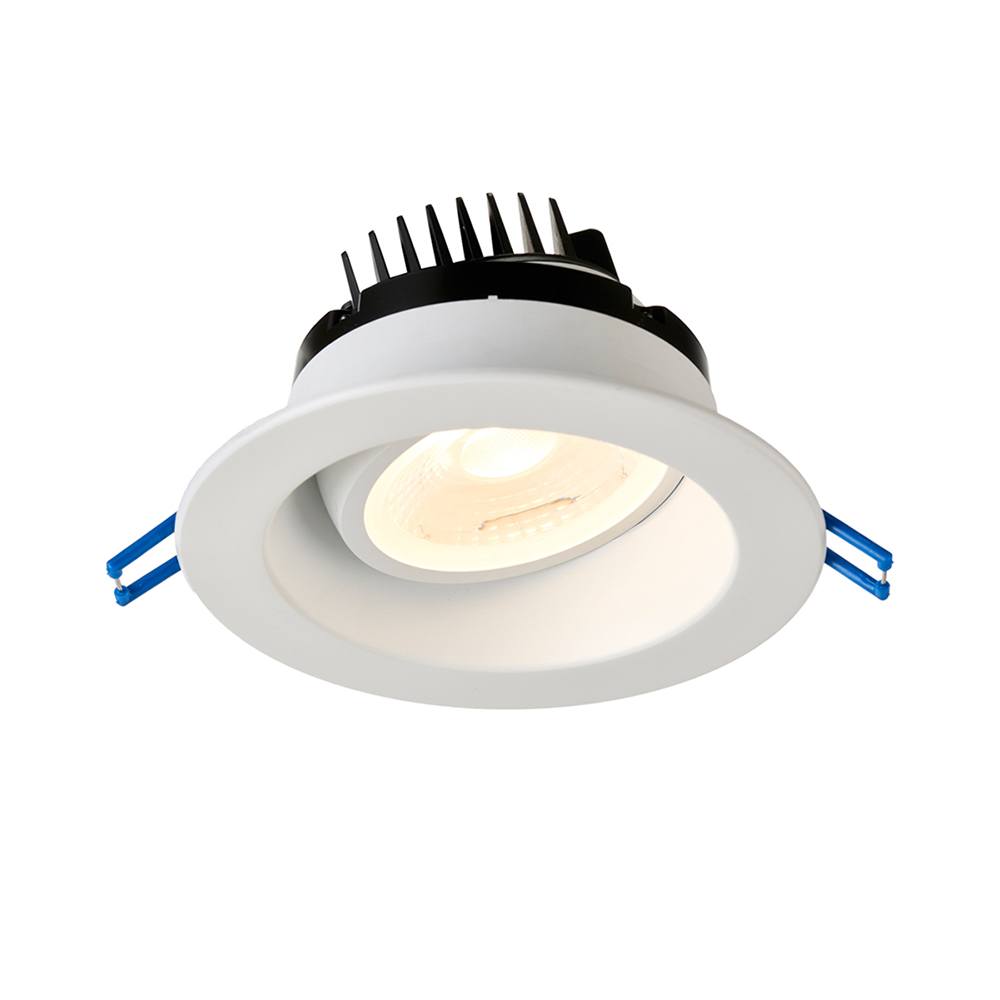 White round regressed gimbal LED downlight with adjustable light head and spring clips