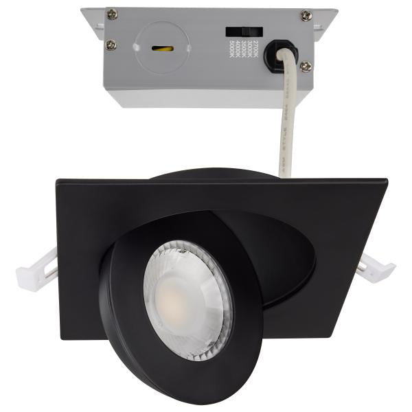 Satco S11843 9 Watt - CCT Selectable - LED Direct Wire Downlight - Gimbaled - 4 Inch Square - Remote Driver - Black