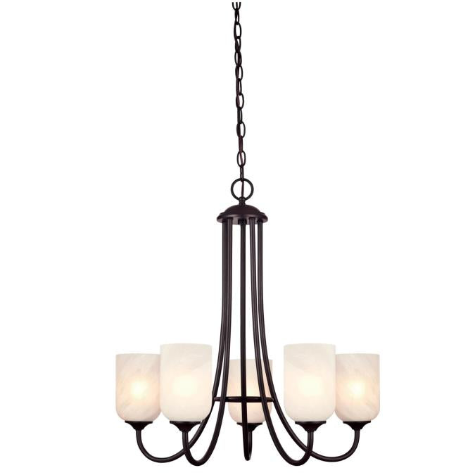 Westinghouse 6224000 Five Light Chandelier, Espresso Finish, White Alabaster Glass