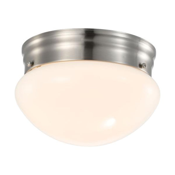 Satco 62/1564 12 Watt - 7 inch - LED Flush Mount Fixture - 3000K - Dimmable - Brushed Nickel - Frosted Glass