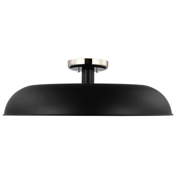 Satco 60/7498 Colony - 1 Light - Large Semi-Flush Mount Fixture - Matte Black with Polished Nickel