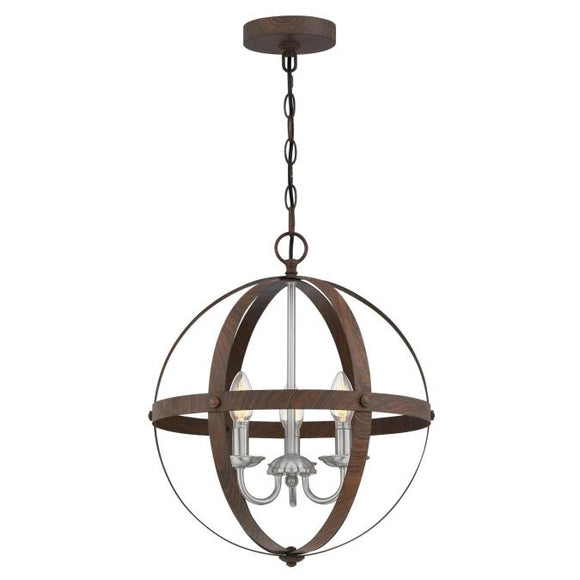 Westinghouse 6116000 Stella Mira 3 Light Chandelier, Walnut Finish with Brushed Nickel Accents