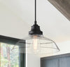 Westinghouse 6132200 - 1Lt Pendant Matte Black w/Clear Seeded Glass