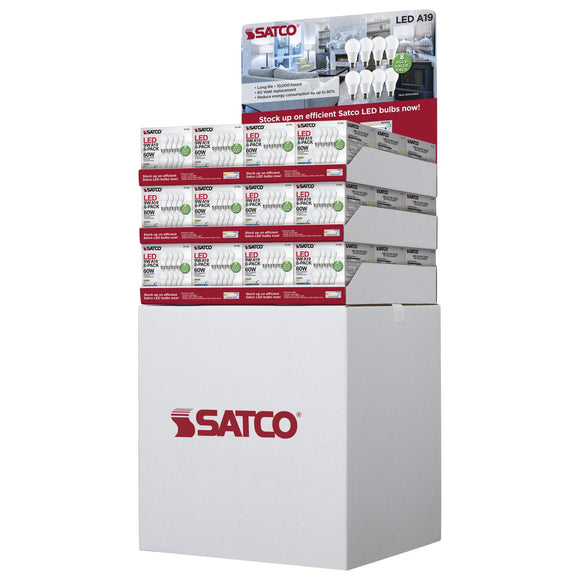 Satco D2105 Display Unit Containing 36 pieces of S11461 - 9 Watt - A19 LED - 5000K - Non-Dimmable - E26 - 80 CRI