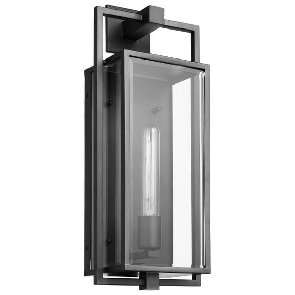 Satco 60/7545 Exhibit - 1 Light - Large Wall Lantern - Matte Black Finish with Clear Beveled Glass
