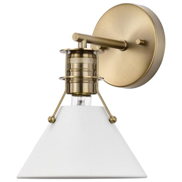 Satco 60/7520 Outpost - 1 Light - Wall Sconce - Matte White with Burnished Brass