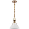 Satco 60/7526 Outpost - 1 Light - Large Pendant - Matte White with Burnished Brass