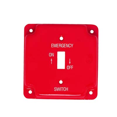 Ammo ARWE3-T - Red Emergency Wallplate - Metal - Square - Size: 4X4 inch