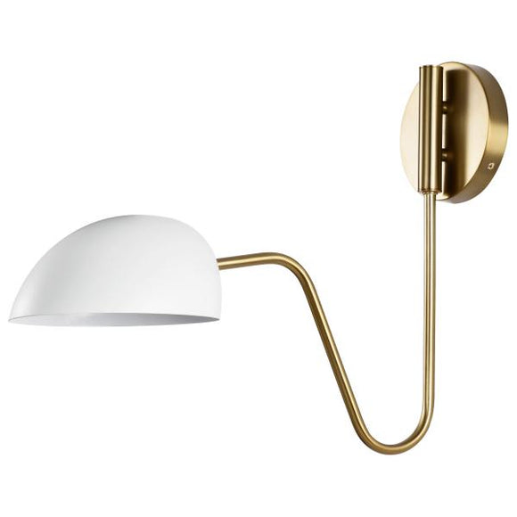 Satco 60/7392 Trilby - 1 Light - Wall Sconce - Matte White with Burnished Brass