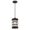 Westinghouse 6361500 One Light Mini Pendant, Oil Rubbed Bronze Finish with Highlights Clear Crackle Glass