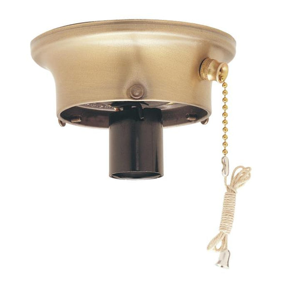 Westinghouse 7022900 3.25 inch Glass Shade Holder Kit with On/Off Pull Chain Switch, Antique Brass Finish
