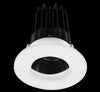 Lotus LED 2 Inch Round Recessed LED 15 Watt High Output Designer Series - 3000 Kelvin - 24 Degree Beam Spread - Black Reflector - Wall Wash Trim